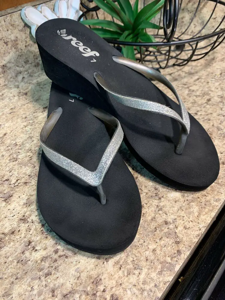 Reef Silver Glitter Flip Flops - LoveShoesClub.com