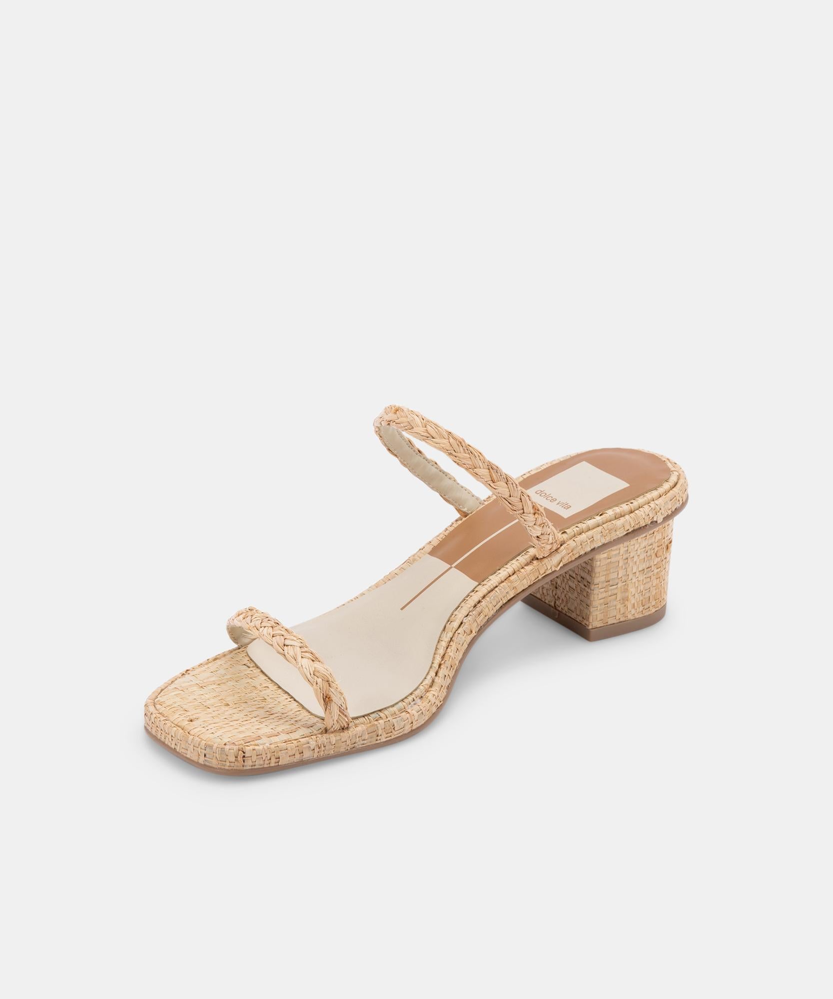 Riya Sandals In Lt Natural Raffia - LoveShoesClub.com