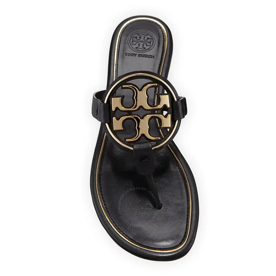 Tory Burch Black And Gold Sandals - LoveShoesClub.com